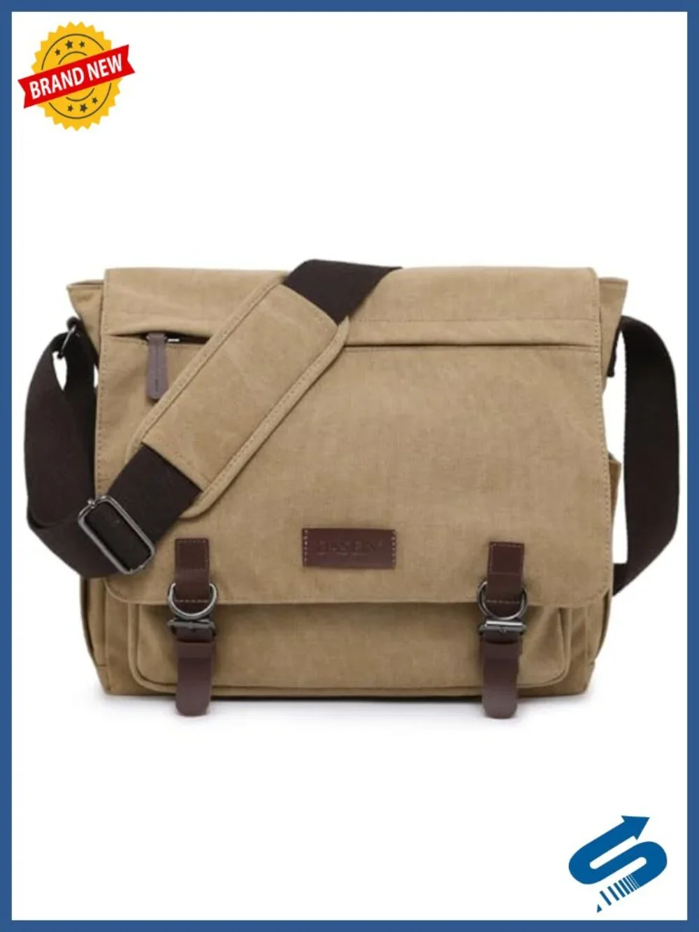 Vintage Canvas Messenger Bag for 15-Inch Laptop Travel Crossbody
